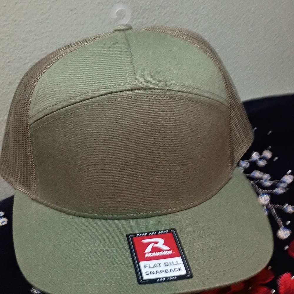 Richardson 168 Premium 7-Panel Trucker Hat Snapback Flat Bill Mesh Back Cap